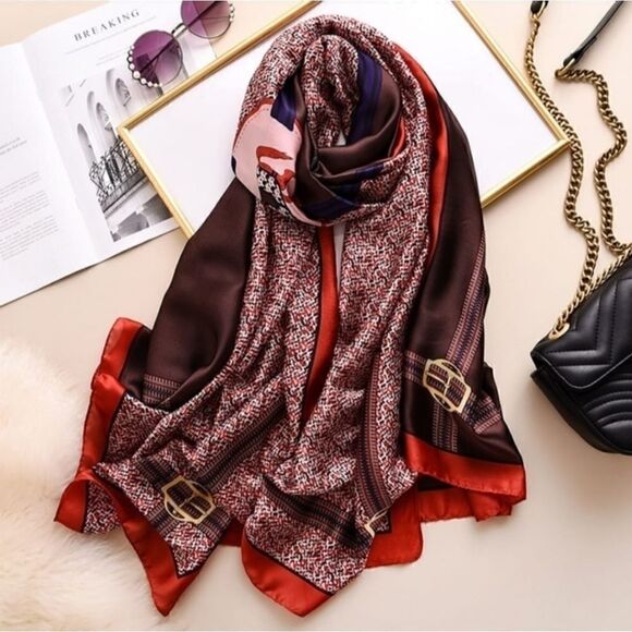 Women Satin Silk Long Scarf/Shawl Body Wrap - Picture 4 of 8